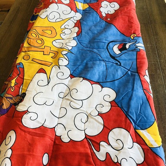 Vintage Disney’s Aladdin Twin Bed Set Comforter Pillowcase Fitted Flat Sheet - Picture 7 of 9